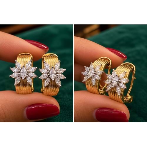 GOLD TAŞLI ANTİK KÜPE