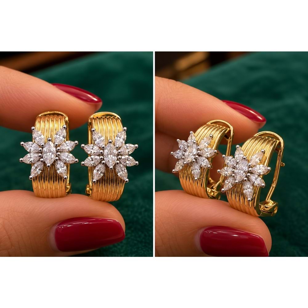 GOLD TAŞLI ANTİK KÜPE