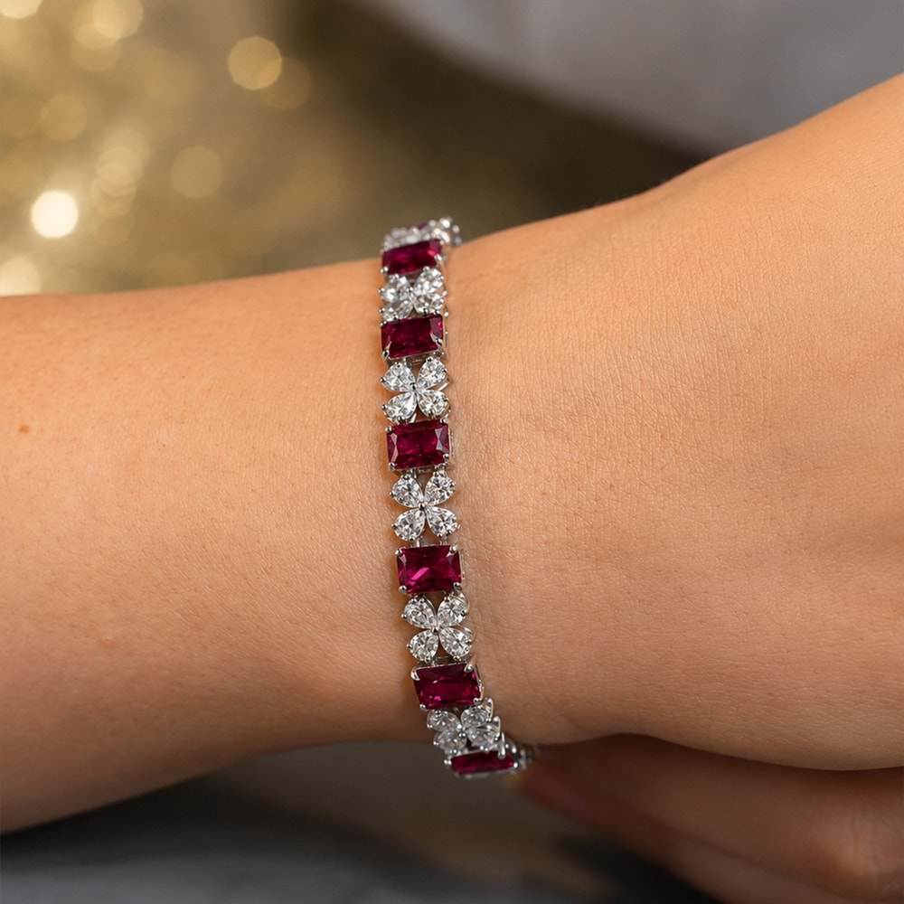 BORDO (YAKUT TONLU) ZİRKON TAŞLI BİLEKLİK
