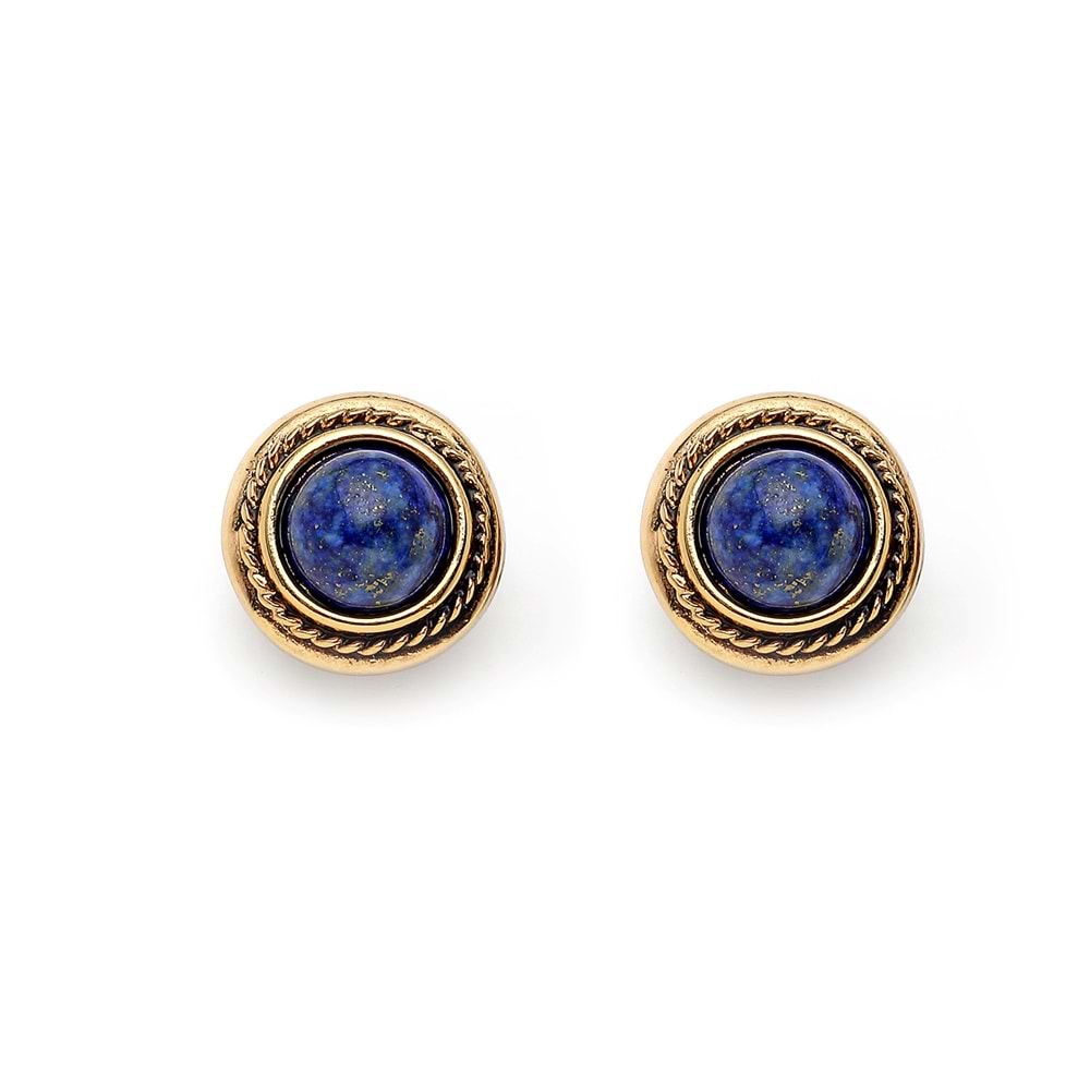 Pure Lapis Doğaltaş Altın Kaplama İğneli Küpe