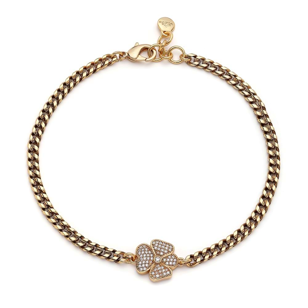 Blessed Choker Altın Kaplama Yonca Zirkon Zincir Kolye