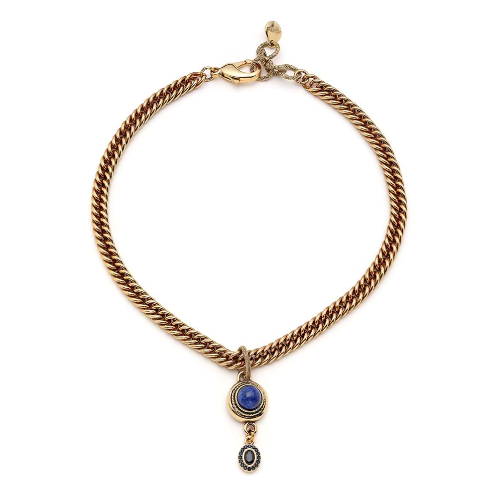 Eye Drop Lapis Charm Zincir Kolye