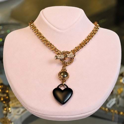 Auralyn Kalp Charm Altın Kaplama Zincir Kolye